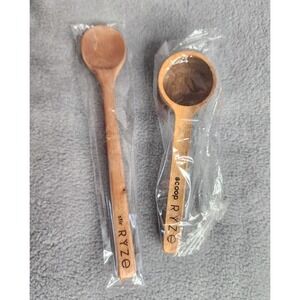 Ryze Mushroom Coffee Wooden Wood Stir Spoon and Scoop New In Plastic